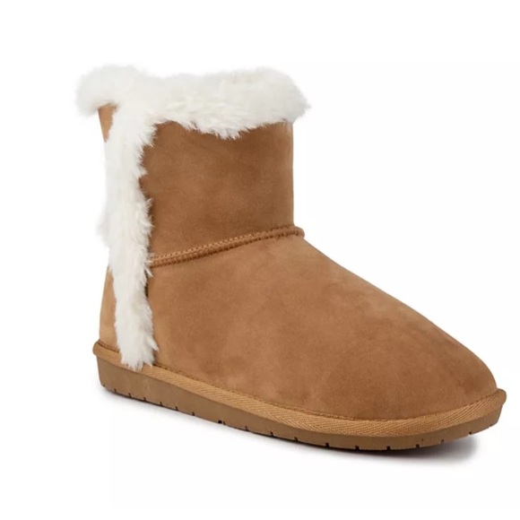 Sugar Poppy Cognac Faux Suede Ankle Boots - Picture 1 of 16